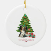 Papillon hond gepersonaliseerde kerst keramisch ornament (Achterkant)
