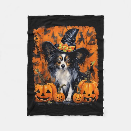 Papillon hond Halloween Fleece Deken (Voorkant)