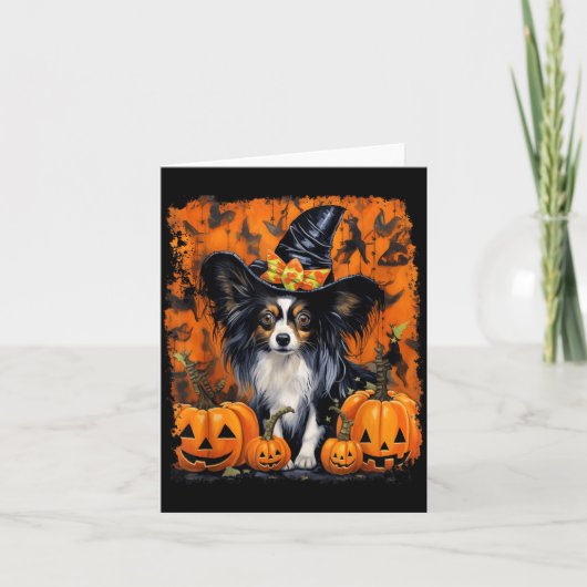Papillon hond Halloween Kaart (Voorkant)