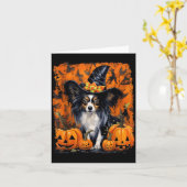Papillon hond Halloween Kaart (Gele Bloem)