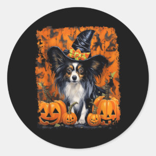 Papillon hond Halloween Ronde Sticker