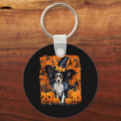 Papillon hond Halloween Sleutelhanger (Voorkant)