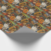 Papillon hond Herfst Oogst Dankdag Cadeaupapier (Hoek)