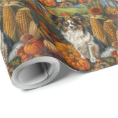Papillon hond Herfst Oogst Thanksgiving Cadeaupapier (Rol Hoek)
