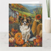 Papillon hond Herfst Oogst Thanksgiving Kaart (Voorkant)