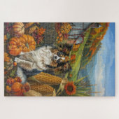 Papillon hond Herfst Oogst Thanksgiving Legpuzzel (Horizontaal)