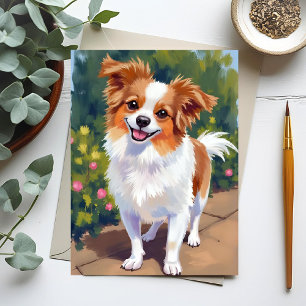 Papillon Hond   Huisdier Aquarel Schilderij Briefkaart