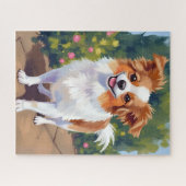 Papillon Hond | Huisdier Aquarel Schilderij Legpuzzel (Horizontaal)