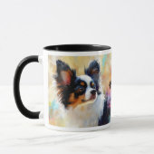 Papillon hond impressionistische verf mok (Links)