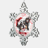 Papillon-hond in kerstmuts Kerstbal Tin Sneeuwvlok Ornament (Rechts)