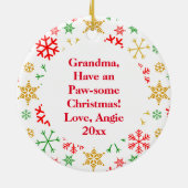 Papillon Hond in Santa Hat Kerstmis Gepersonalisee Keramisch Ornament (Achterkant)