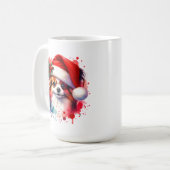 Papillon Hond in Santa Hat Kerstmis Gepersonalisee Koffiemok (Voorkant links)
