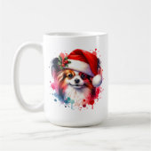 Papillon Hond in Santa Hat Kerstmis Gepersonalisee Koffiemok (Links)