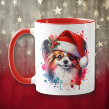 Papillon Hond in Santa Hat Kerstmis Gepersonalisee