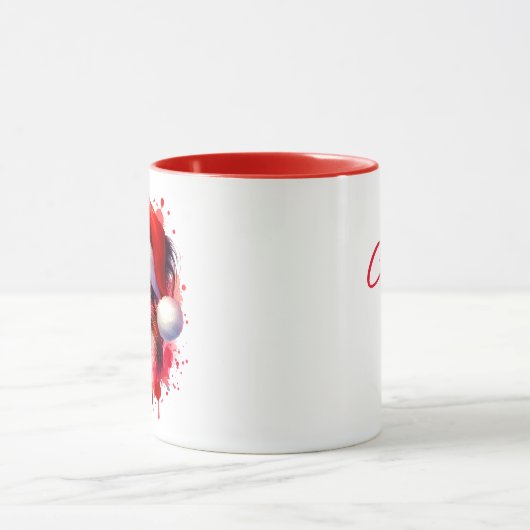 Papillon Hond in Santa Hat Kerstmis Gepersonalisee Mok (Midden)