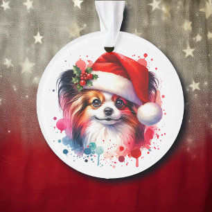 Papillon Hond in Santa Hat Kerstmis Gepersonalisee Ornament