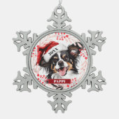Papillon Hond in Santa Hat Kerstversiering Tin Sneeuwvlok Ornament (Voorkant)