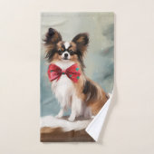 Papillon Hond in Sneeuw Kerstmis Bad Handdoek (Handdoek)