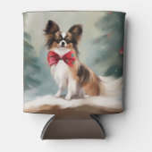 Papillon Hond in Sneeuw Kerstmis Blikjeskoeler (Voorkant)