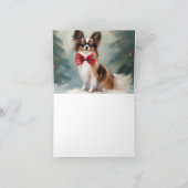 Papillon Hond in Sneeuw Kerstmis Kaart (Binnen)