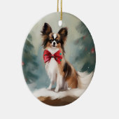 Papillon Hond in Sneeuw Kerstmis Keramisch Ornament (Rechts)