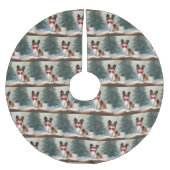 Papillon Hond in Sneeuw Kerstmis Kerstboom Rok (Voorkant)