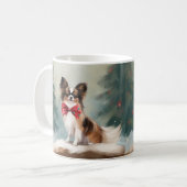 Papillon Hond in Sneeuw Kerstmis Koffiemok (Voorkant links)