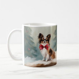 Papillon Hond in Sneeuw Kerstmis Koffiemok