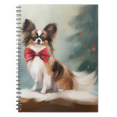 Papillon Hond in Sneeuw Kerstmis Notitieboek (Voorkant)