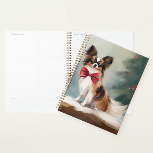 Papillon Hond in Sneeuw Kerstmis Planner (Display)
