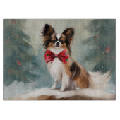 Papillon Hond in Sneeuw Kerstmis Snijplank (Voorkant)