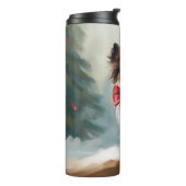 Papillon Hond in Sneeuw Kerstmis Thermosbeker (Gedraaid links)