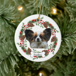 Papillon hond keramisch ornament