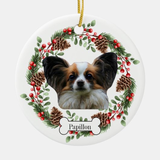 Papillon hond keramisch ornament (Voorkant)