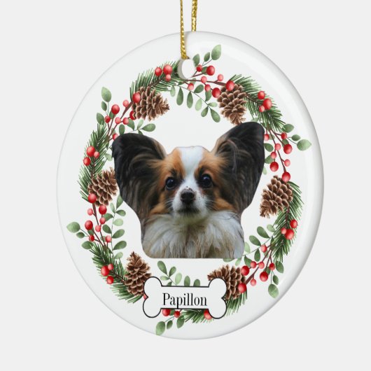 Papillon hond keramisch ornament (Links)