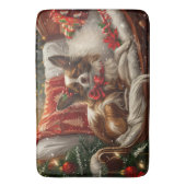 Papillon Hond Kerst Festief Badmat (Voorkant Verticaal)