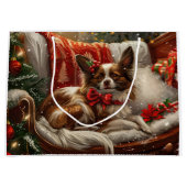 Papillon Hond Kerst Festief Groot Cadeauzakje (Voorkant)