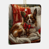 Papillon Hond Kerst Festiviteit Keramisch Ornament (Rechts)
