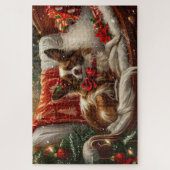 Papillon Hond Kerst Festiviteit Legpuzzel (Verticaal)