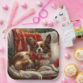Papillon Hond Kerst Festiviteit Papieren Bordje (Feest)