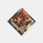 Papillon Hond Kerst Festiviteit Servet (Hoek)