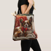 Papillon Hond Kerst Festiviteit Tote Bag (Dichtbij)