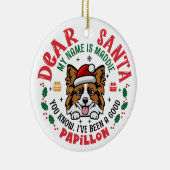 Papillon Hond Kerstboom gepersonaliseerd Keramisch Ornament (Rechts)