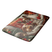 Papillon Hond Kerstfeest Badmat (Gekanteld)