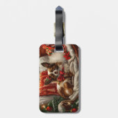 Papillon Hond Kerstfeest Bagagelabel (Achterkant verticaal)