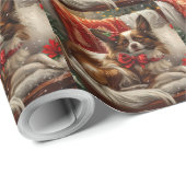 Papillon Hond Kerstfeest Cadeaupapier (Rol Hoek)