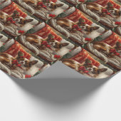Papillon Hond Kerstfeest Cadeaupapier (Hoek)