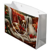 Papillon Hond Kerstfeest Groot Cadeauzakje (Achterkant Gekanteld)