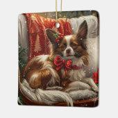 Papillon Hond Kerstfeest Keramisch Ornament (Links)