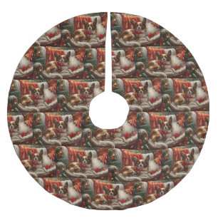 Papillon Hond Kerstfeest Kerstboom Rok